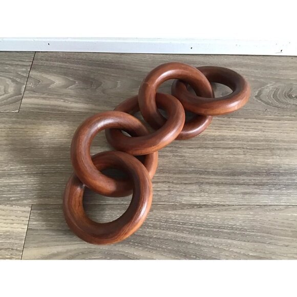 Dark Brown Linked Wooden Chain Knot, BOHO Interlocking Centrepiece Decor , NEW - Picture 2 of 6